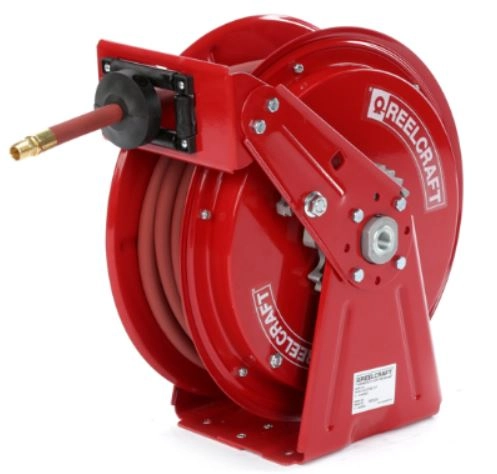 Spring Rewind Heavy Duty Dual Pedestal Hose Reel
